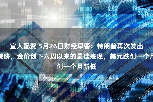 宜人配资 5月26日财经早餐：特朗普再次发出关税威胁，金价创下六周以来的最佳表现，美元跌创一个月新低