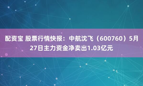 配资宝 股票行情快报：中航沈飞（600760）5月27日主力资金净卖出1.03亿元