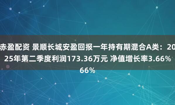 赤盈配资 景顺长城安盈回报一年持有期混合A类：2025年第二季度利润173.36万元 净值增长率3.66%